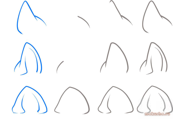 Рисовка ушей аниме
