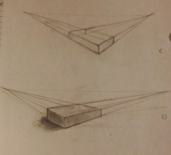 Спичечный коробок в перспективе карандашом