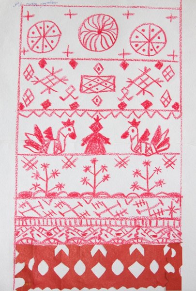 Народная вышивка на полотенце