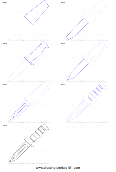 Поэтапное рисование ножей