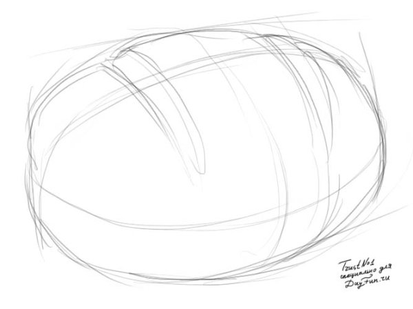 Поэтапное рисование хлеб