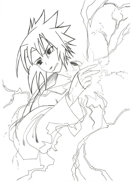 Раскраска Саске с Чидори