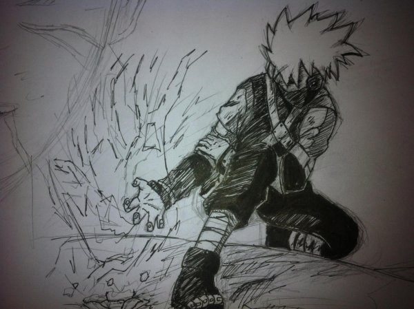 Какаши черно белый с Чидори