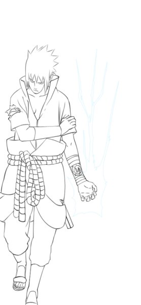 Раскраска Саске с Чидори