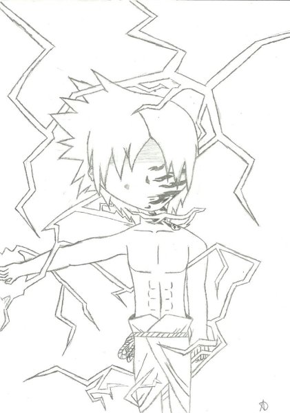 Раскраска Саске с Чидори