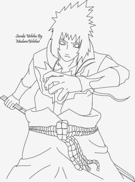 Раскраска Саске с Чидори