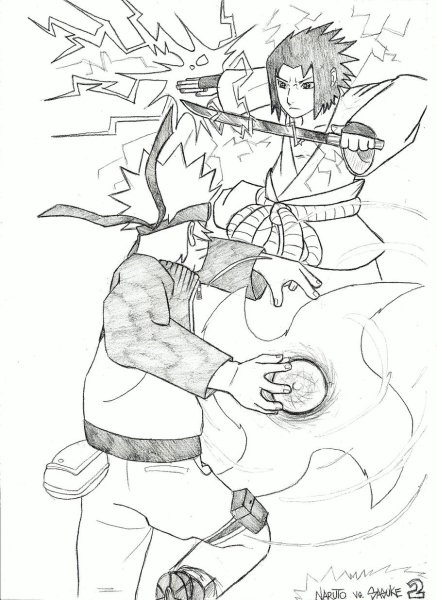 Раскраска Саске с Чидори