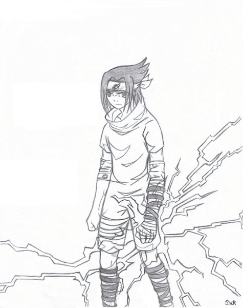 Раскраска Саске Учиха в полный рост