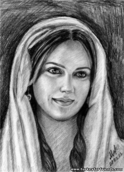 Хатидже портрет карандашом