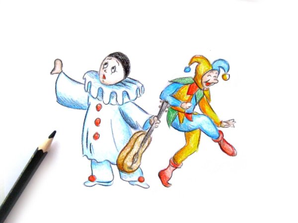 Арлекин и Пьеро раскраски