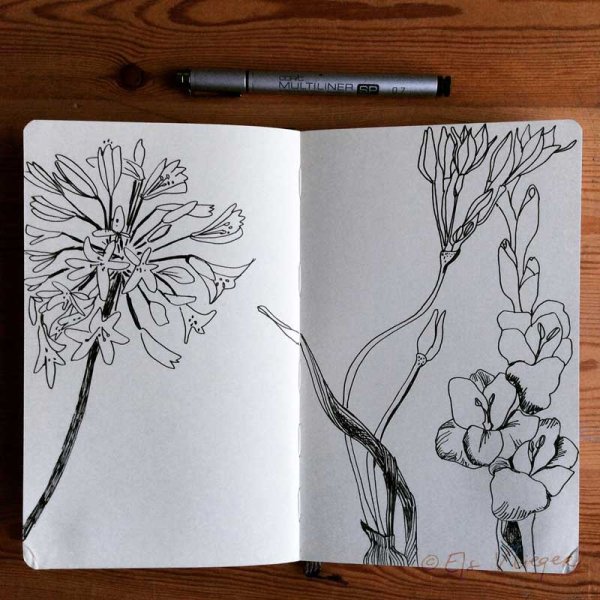 Цветы арт скетчбук