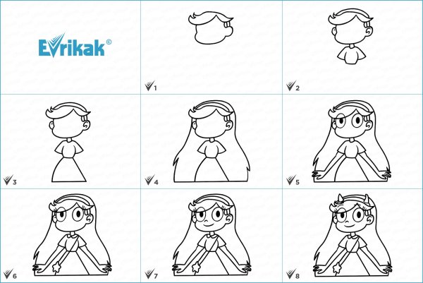 Поэтапное рисование звездочки Баттерфляй