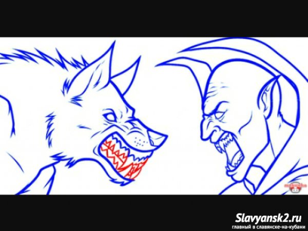 Рисовать оборотня поэтапно