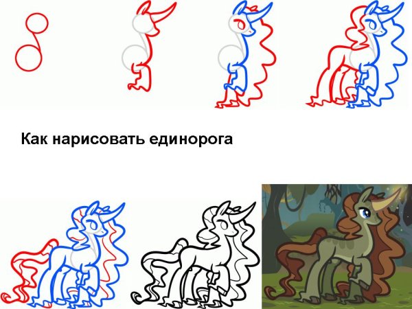 Единорог поэтапно для детей