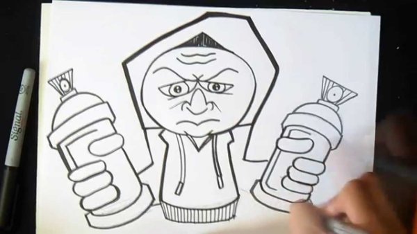 Граффити на бумаге баллончик