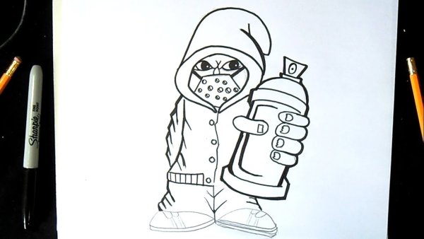 Граффити карандашом баллончик