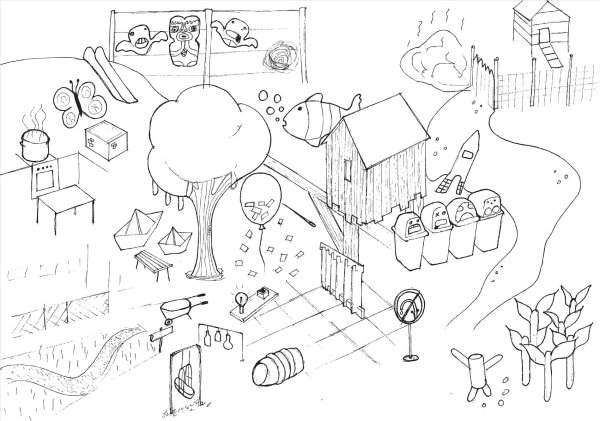 Эскиз детской площадки карандашом