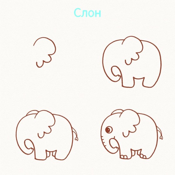 Пошаговые простые рисунки зверушек