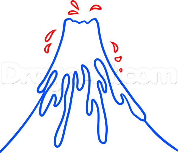 Вулкан карандашом поэтапно