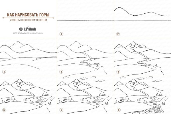 Горы поэтапное рисование