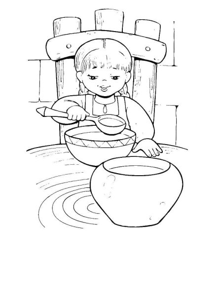 Раскраска хлопья с молоком