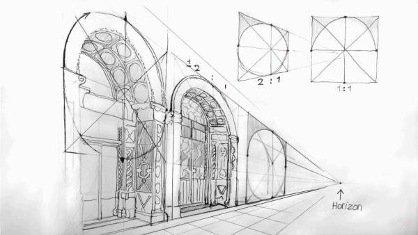 Изображение в перспективе с аркой