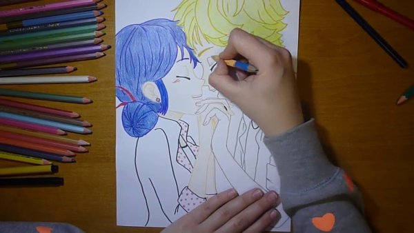 Раскраска Маринетт и Эдриан