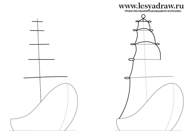 Парусник карандашом для начинающих