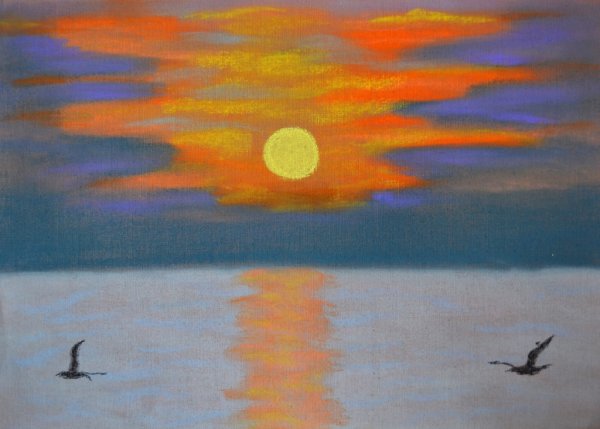 Тематическое рисование закат солнца