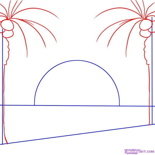 Нарисовать закат карандашом