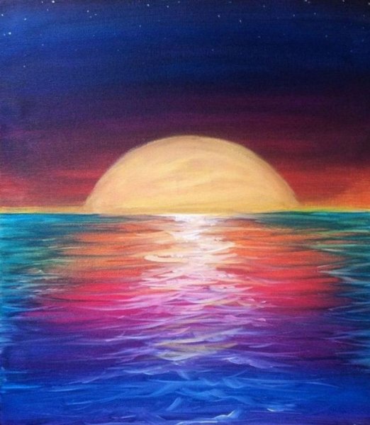 Закат карандашами цветными