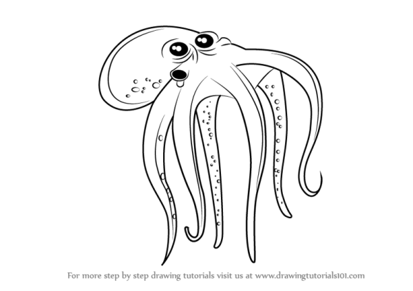 Поэтапное рисование осьминога для детей