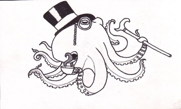 Осьминог раскраска маленькая