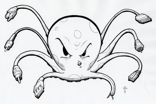 Осьминог карандашом