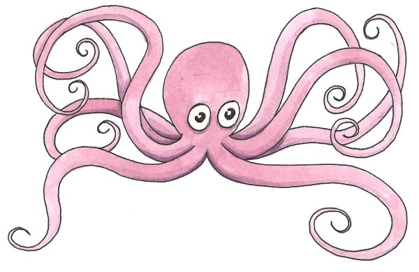 Раскраска медуза и осьминог