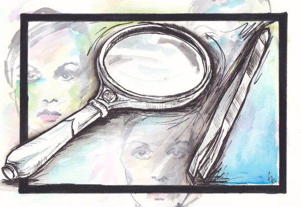 Увеличительное стекло на рисовать