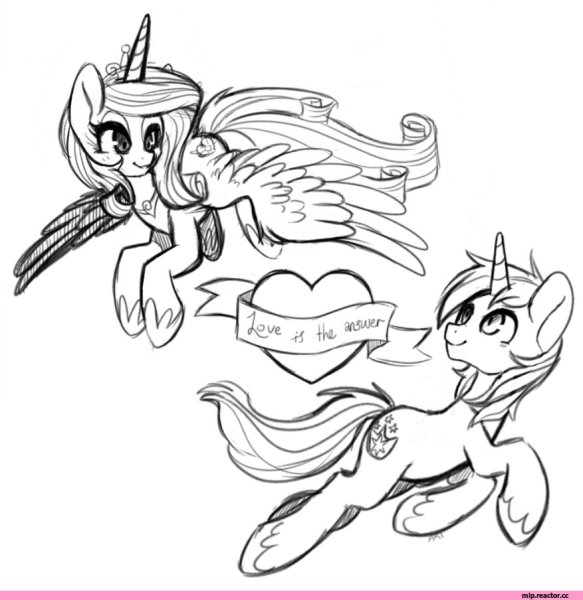 Раскраска пони Каденс и Твайлайт