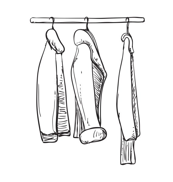 Одежда в шкафу на плечиках вектор