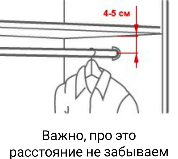 Крепление штанги для одежды в шкафу чертеж