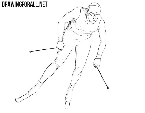Рисование фигуры лыжника
