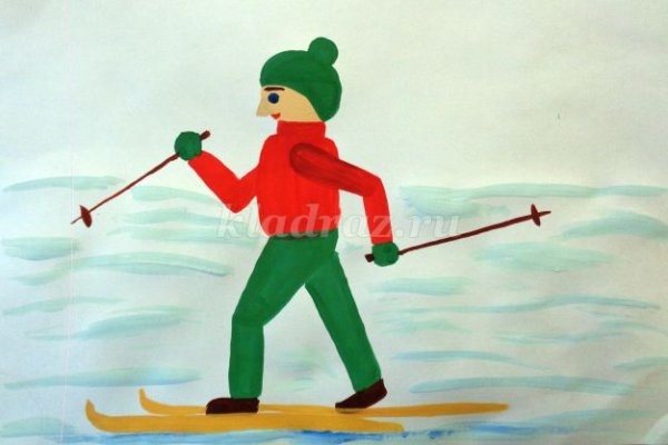 Рисование человека на лыжах