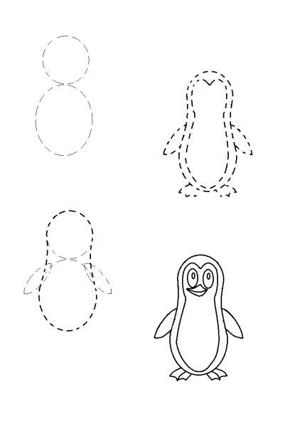 Пингвин пошаговое рисование