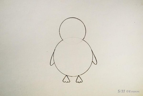 Пингвин пошаговое рисование