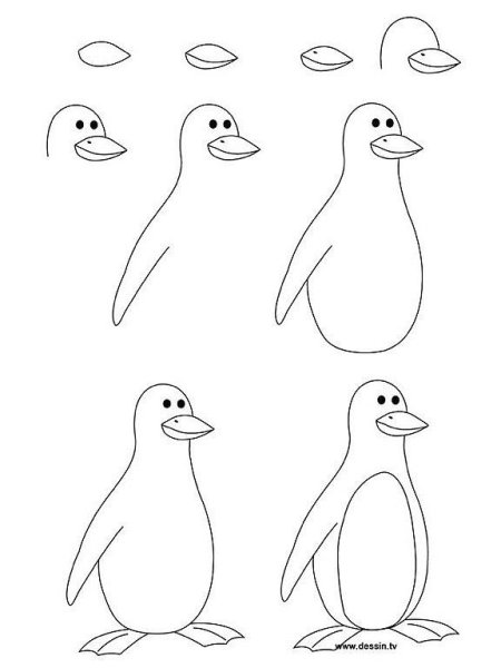 Алгоритм рисования пингвина для дошкольников
