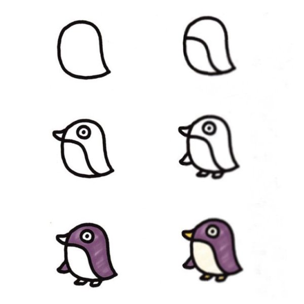 Рисование пингвины на льдине