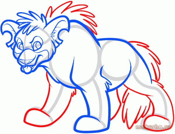 Нарисовать гиену пошагово ребенку