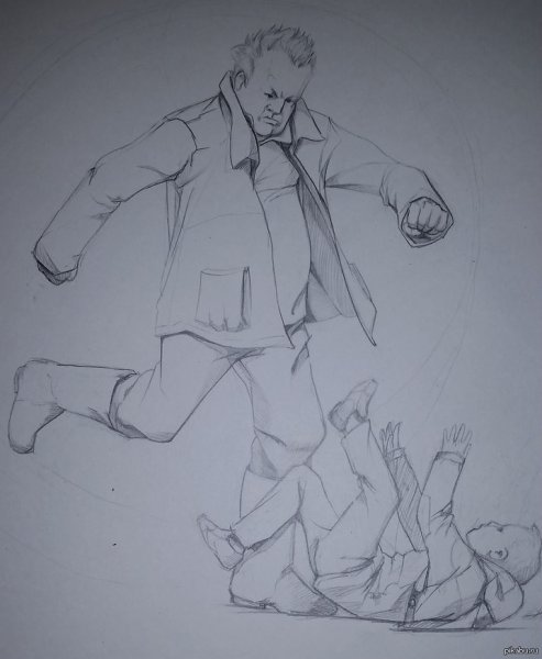 Бомж рисунок карандашом