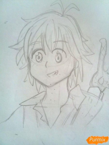 Нарисовать Мелиодаса карандашом поэтапно