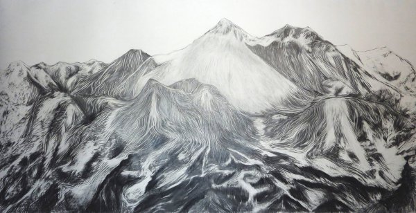 Горы Гималаи рисунок карандашом