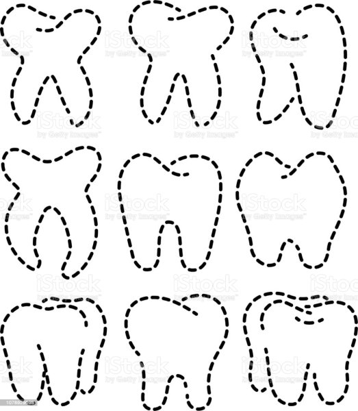 Обводка по точкам зубов для малышей